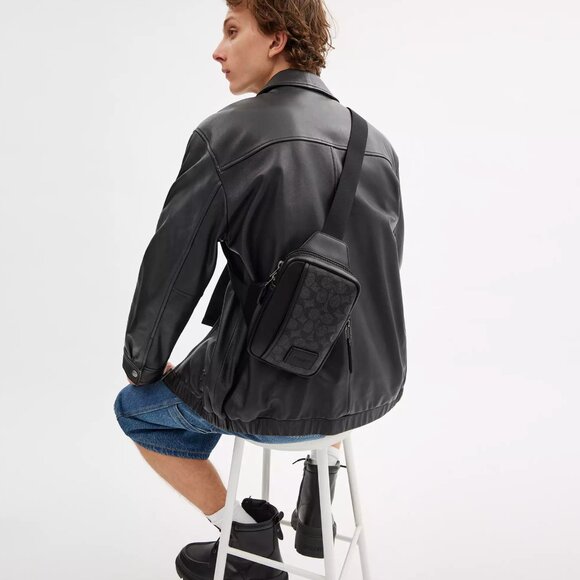 NWT Coach CW347 Edge L Pack Backpack Sling Bag Gunmetal/Charcoal/Black *SEALED* - Picture 2 of 9